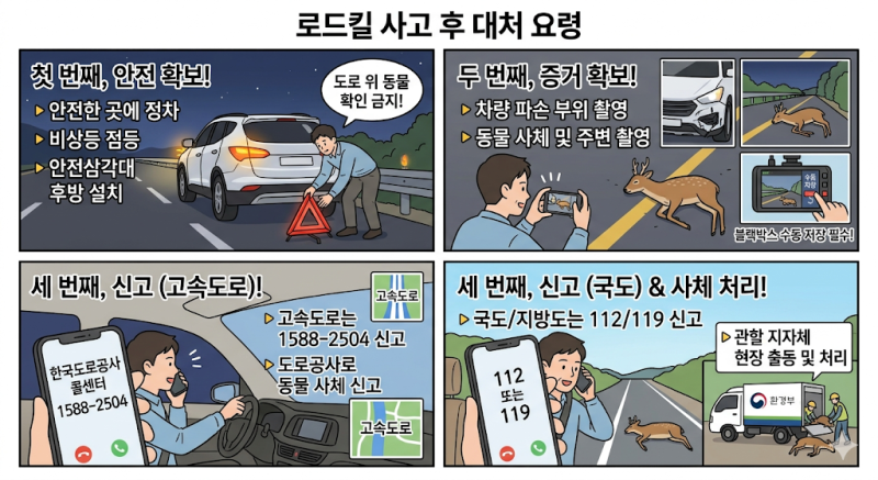 로드킬 대처법 총정리, 사고 직후 이것부터 해야 차 수리비 받을 수 있습니다.