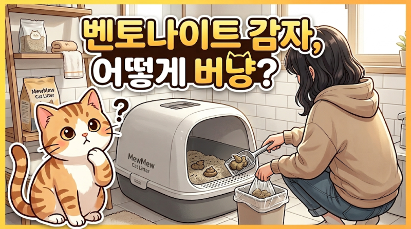 고양이 벤토나이트 모래 버리는 방법: 변기? 종량제 봉투? 불연성 마대?