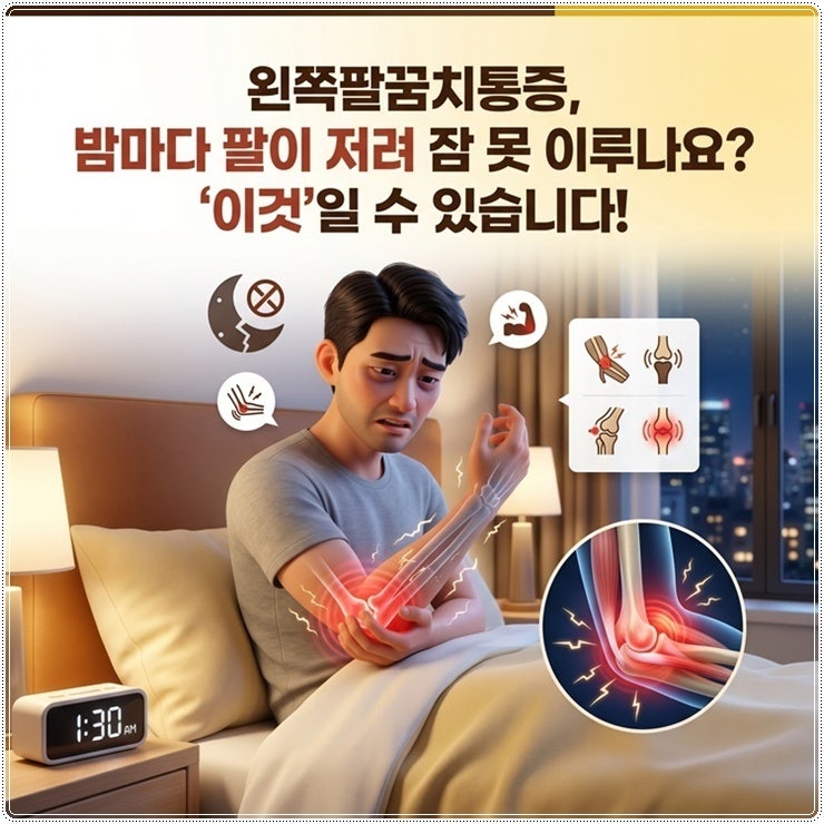 왼쪽팔꿈치통증, 밤마다 팔이 저려 잠 못 이루나요? '이것'일 수 있습니다!