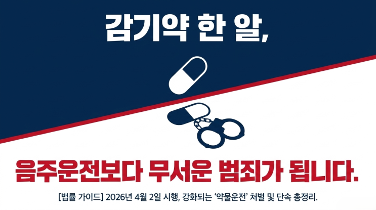  [법률가이드] 감기약 먹고 핸들 잡았다가 전과자? 2026강화된 약물운전 처벌 총정리