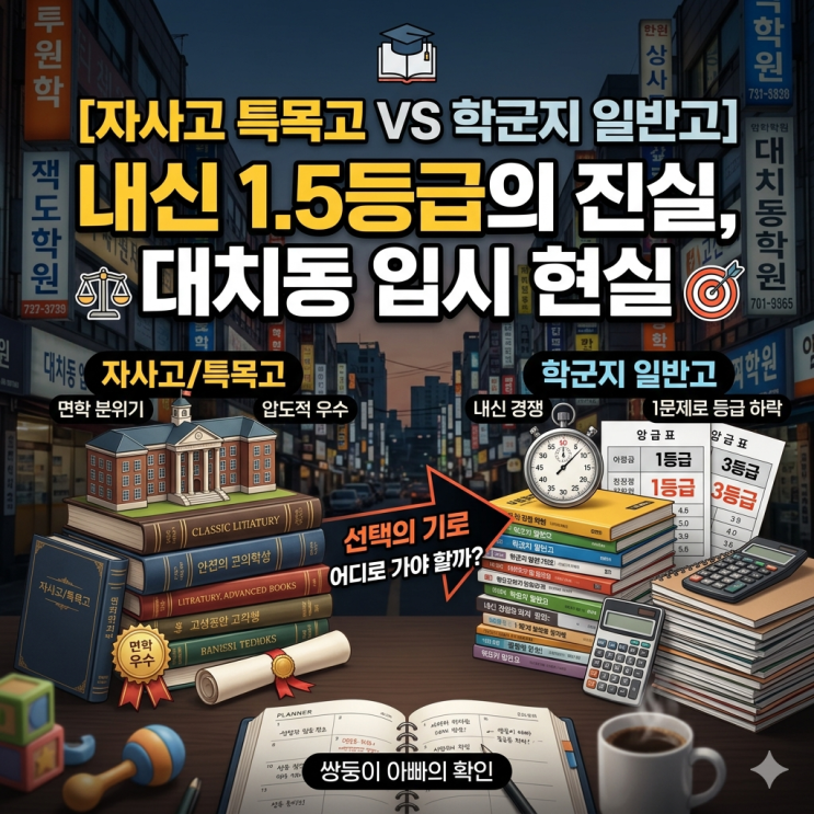  [자사고 특목고 vs 학군지 일반고] 내신 1.5등급의 진실, 쌍둥이 아빠가 확인한 대치동 입시 현실