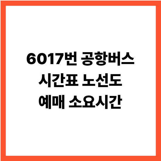 6017번 공항버스 시간표 노선도 예매 소요시간