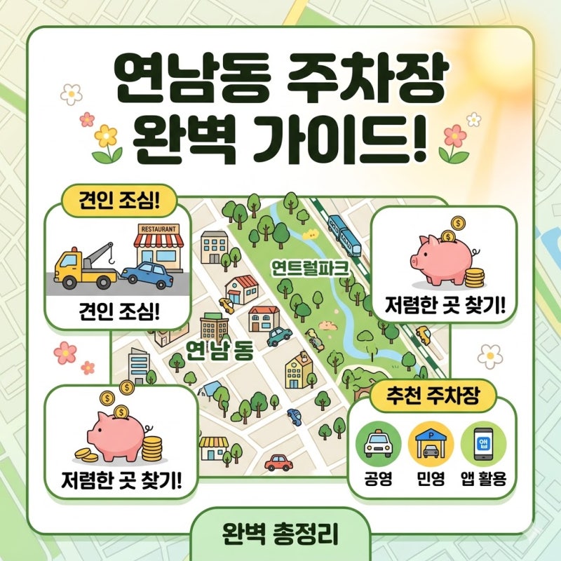[생활] 연남동 주차장 완벽 가이드! 식당 앞 견인 피하고 저렴하게 주차하는 꿀팁 총정리