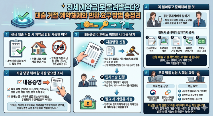 전세 계약금 반환 대출 불가 시 대처법 | 지급명령 신청 절차 | 2026 가이드