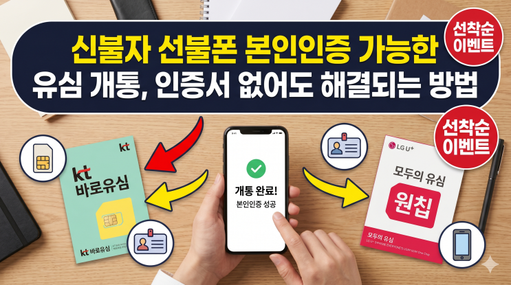  신불자 선불폰 본인인증 가능한 유심 개통, 인증서 없어도 해결되는 방법