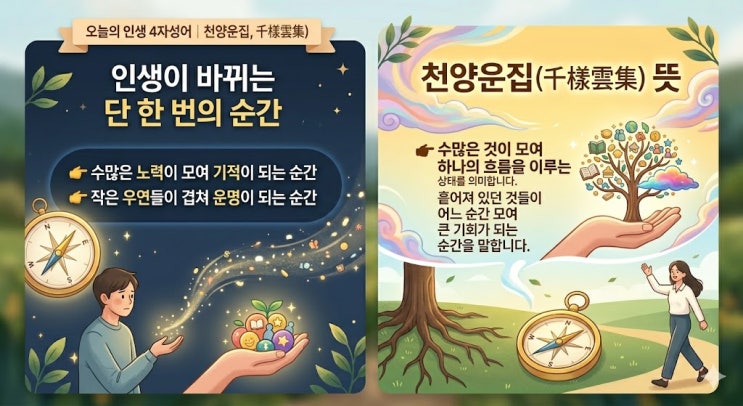  오늘의 인생 4자성어 (2탄)  | 천양운집, 인생이 바뀌는 단 한 번의 순간