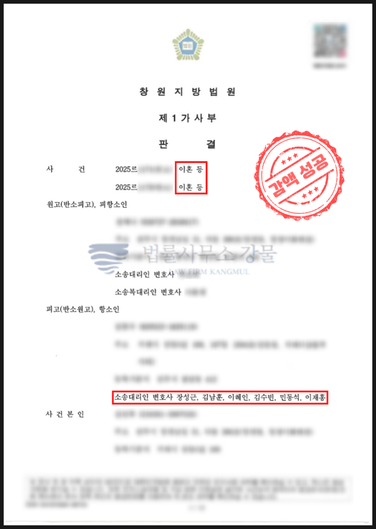  이혼 재산분할 항소심 - 6,200만 원에서 2,670만 원으로 감액한 승소 사례