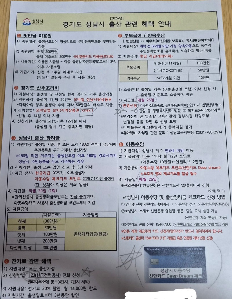 직접 받아보고 정리한 성남시 출산지원금 — 첫만남이용권, 부모급여, 아동수당, 출산장려금....