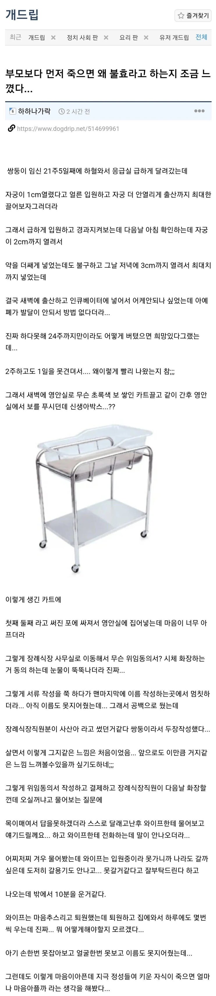  부모보다 먼저 죽으면 왜 불효라고 하는지 조금 느꼈다