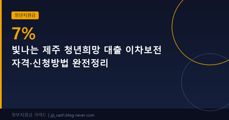 빛나는 제주 청년희망 대출 이차보전 자격·신청방법 완전정리