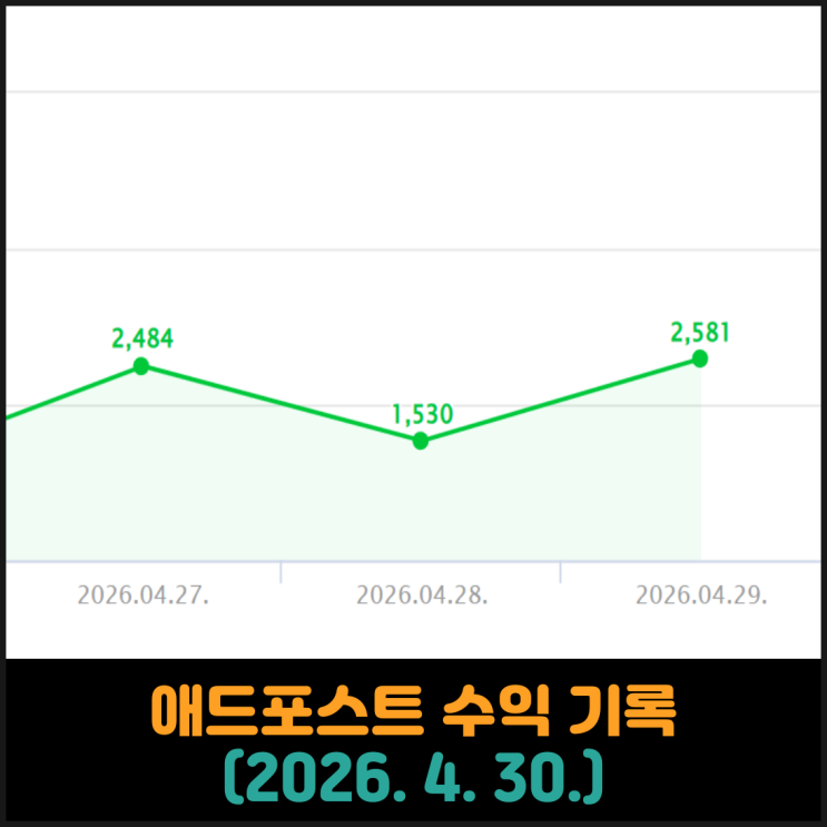  애드포스트 수익 기록 (2026. 4. 30.)