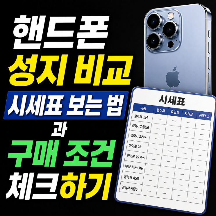  핸드폰 성지 비교 시세표 보는 법과 구매 조건 체크하기