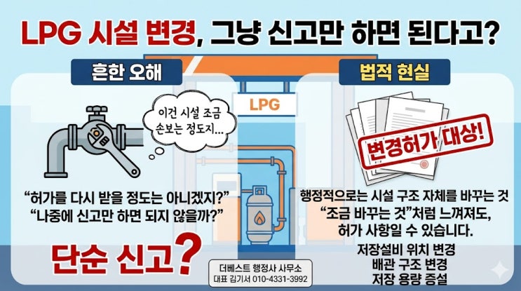  LPG 시설 조금 바꾸는 줄 알았는데, 왜 변경허가 대상이 될까? 액화석유가스사업에서 시설 변경을 가볍게 보면 안 되는 이유를 사례형으로 정리해드립니다