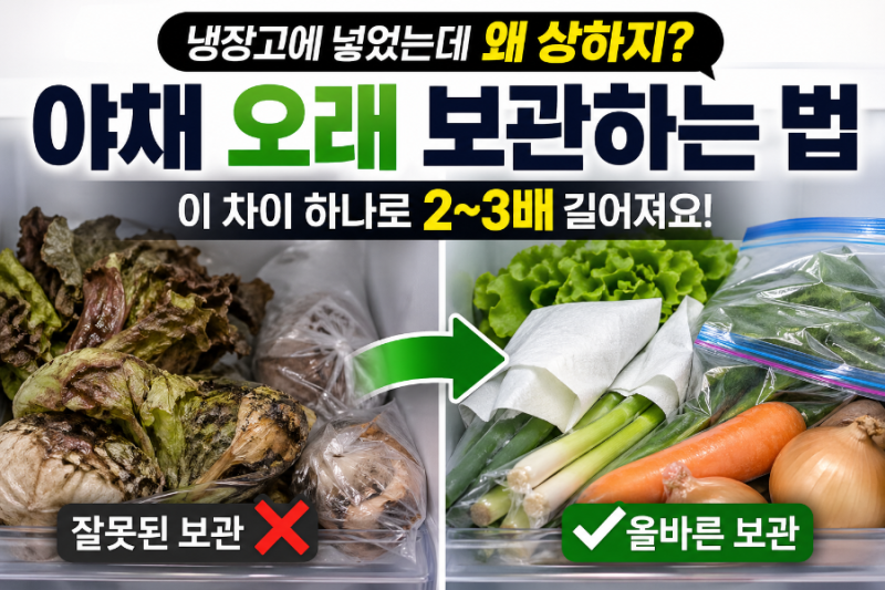 야채 오래 보관하는 법, 냉장고에 그냥 넣으면 망하는 이유