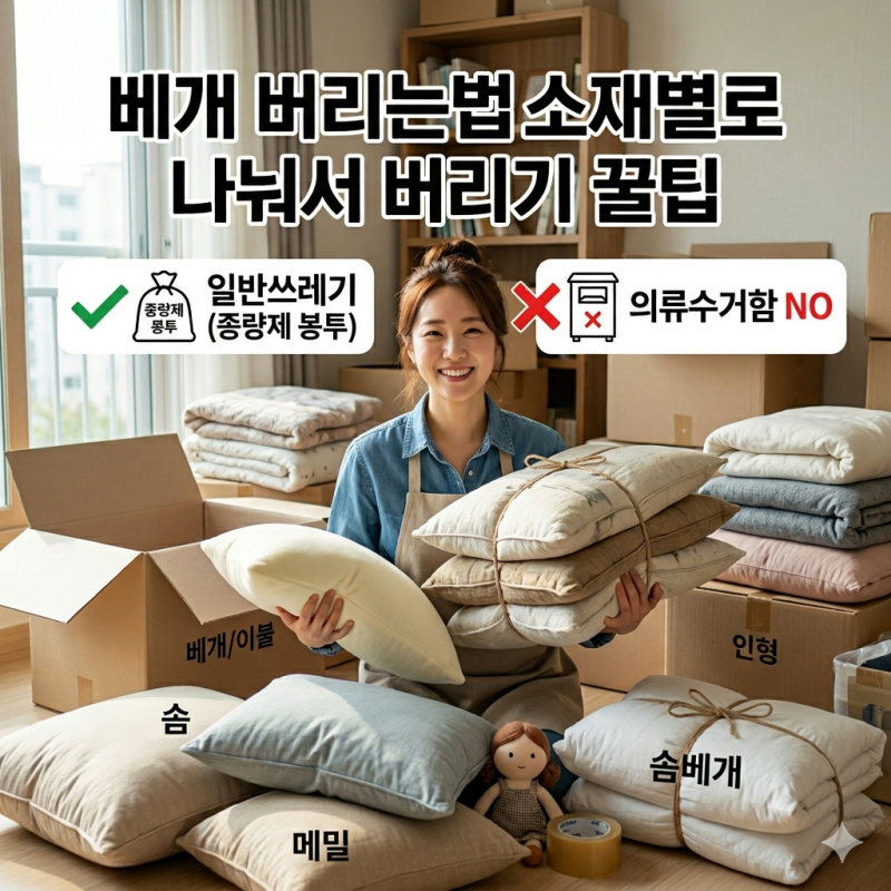 베개 버리는법 소재별로 나눠서 버리기 꿀팁