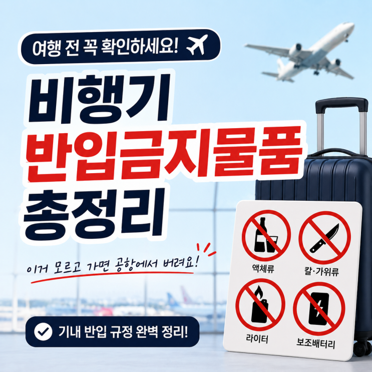  비행기 반입금지물품 총정리 액체 100ml 규정 보조배터리 라이터 등 기내반입 규정