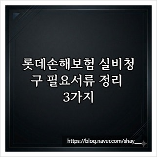 롯데손해보험 실비청구 필요서류 정리 3가지