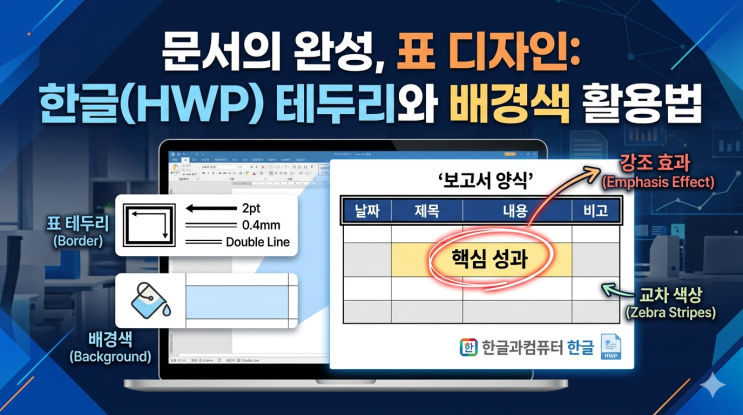  표 테두리와 배경색 지정을 통한 강조 효과