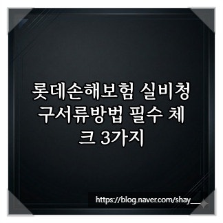 롯데손해보험 실비청구서류방법 필수 체크 3가지
