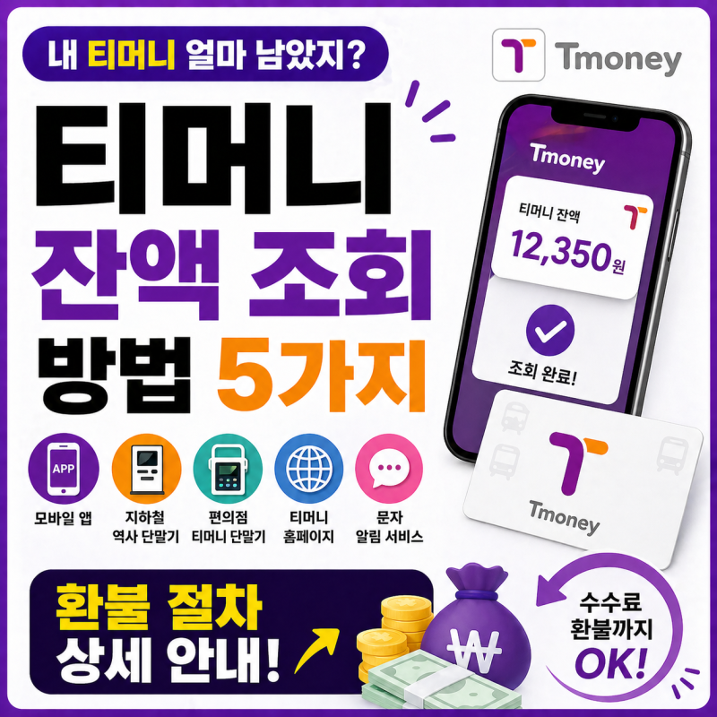 티머니 잔액 조회 방법 5가지와 환불 절차 상세 안내