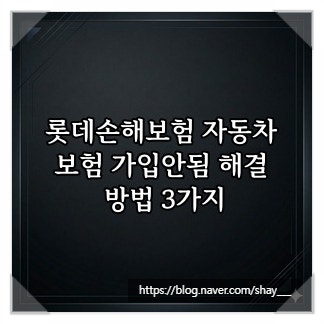 롯데손해보험 자동차보험 가입안됨 해결 방법 3가지