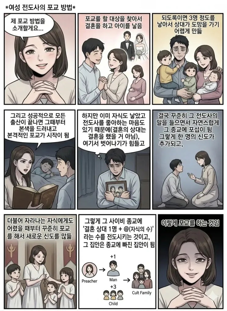  현재 난리났다는 여성의 포교 방법.manhwa