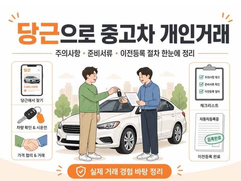 '당근'으로 중고차 개인거래 실제 후기｜꿀팁·주의사항·준비서류·이전등록 절차 한눈에 정....