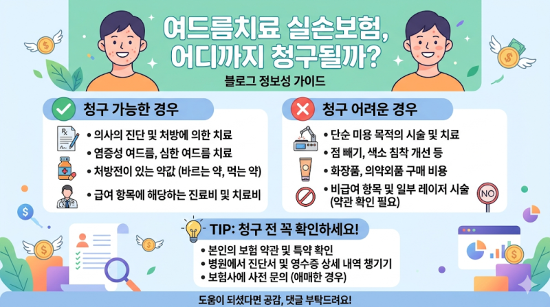 피부과 여드름 피부염 실비보험 어디까지 될까?
