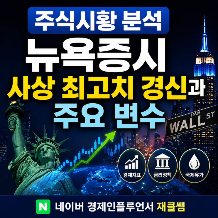 주식시황 분석, <b>뉴욕증시 사상 최고치</b> 경신과 주요 변수