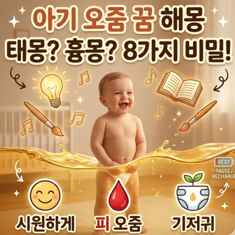 아기 오줌싸는 꿈 해몽 상황별 총정리 (기저귀 갈아주는 꿈 태몽일까)