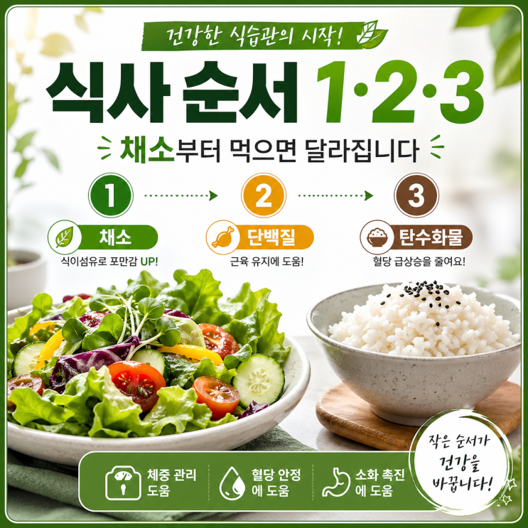  혈당 스파이크 방지 식사 순서! 식후 졸음 싹 잡고 살 빠지는 거꾸로 식사법