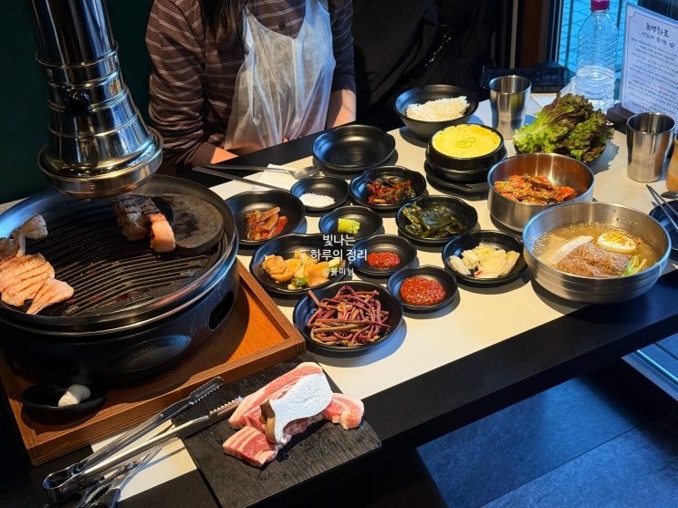 잠실새내역 삼겹살 구워주는 고기집 돈백화로 커플한판