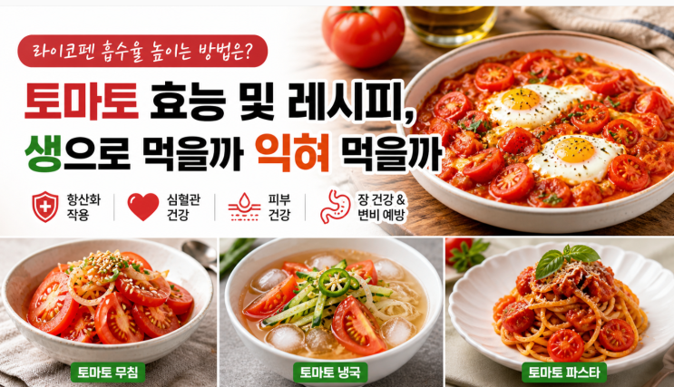  토마토 효능 및 레시피, 생으로 먹을까 익혀 먹을까