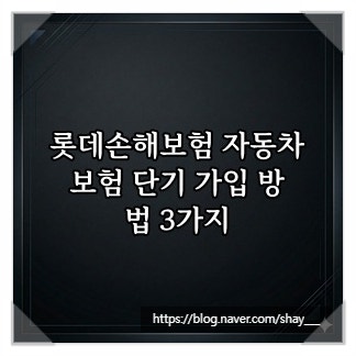 롯데손해보험 자동차보험 단기 가입 방법 3가지