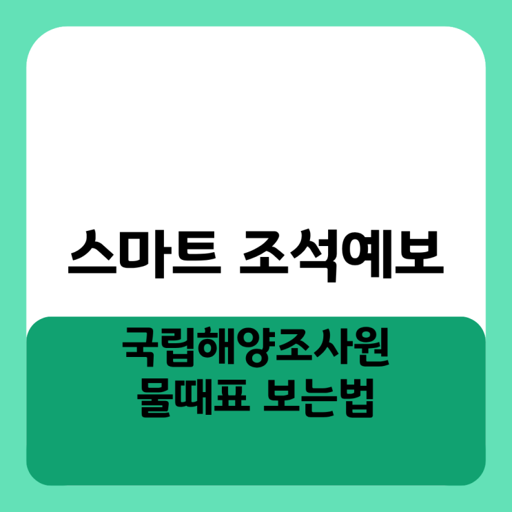  스마트 조석예보 국립해양조사원 물때표 보는법