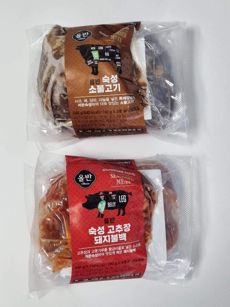  마켓컬리 올반 숙성 소불고기 고추장 돼지불백 이건 아니잖아