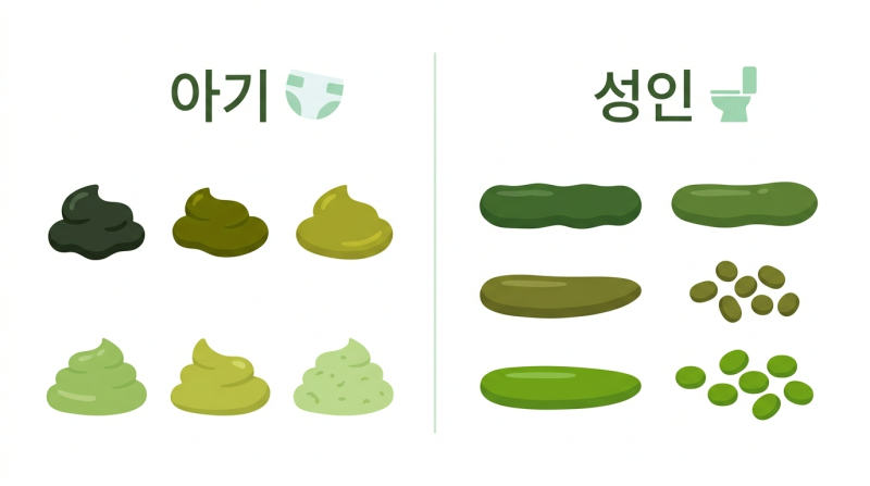 아기 성인 녹색 초록색변: 대변 색깔로 보는 건강 상태