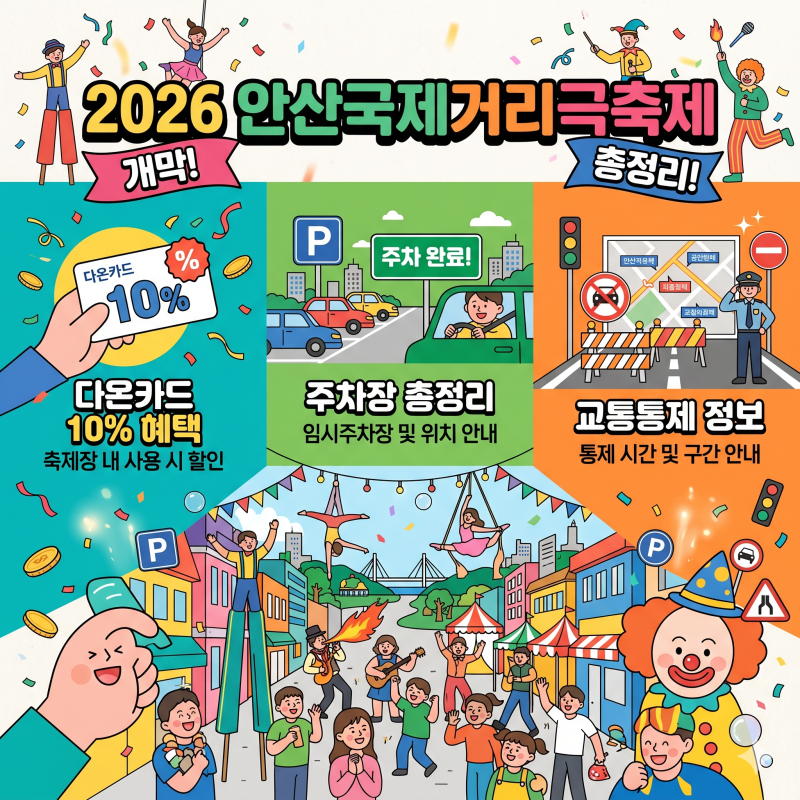 2026 안산국제거리극축제 개막! 다온카드 10% 혜택과 주차 및 교통통제 총정리