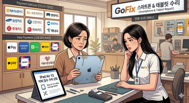  [동작구/수리점] 아이패드 에어 13(M2, 2024) 커피 침수 — '최소 비용'으로 되살린 정밀 세척 수리 후기