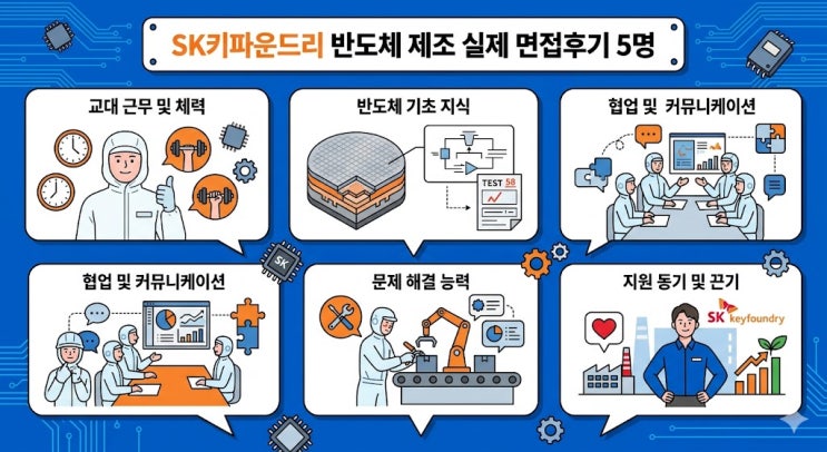  SK키파운드리 반도체 제조 면접후기 총정리 ,실제 후기 5명 및 기출질문답변 50선