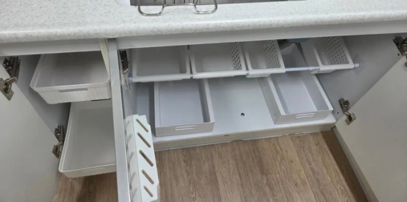 싱크대 하부장 정리, 다이소와 압축봉으로 4만원대 수납 완성(직접만든 후기)