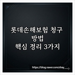 롯데손해보험 청구 방법, 핵심 정리 3가지