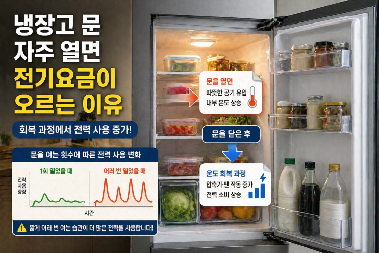  냉장고 문을 자주 열면 전기요금이 바로 오르는 이유, 안쪽 온도보다 회복 과정이 더 큽니다