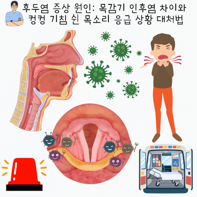 후두염 증상 원인: 목감기 인후염 차이와 컹컹 기침 쉰 목소리 응급 상황 대처법