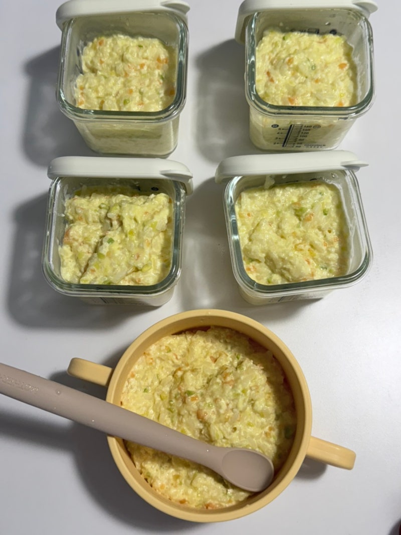 [9개월 이유식 식단] 순두부계란야채죽 레시피