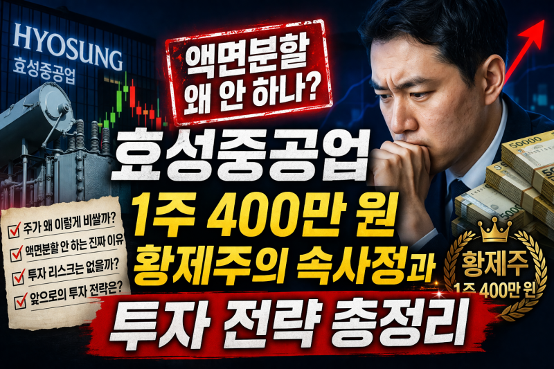 효성중공업 액면분할 선 그었다 1주에 400만 원 개미는 사지 말라는 건가