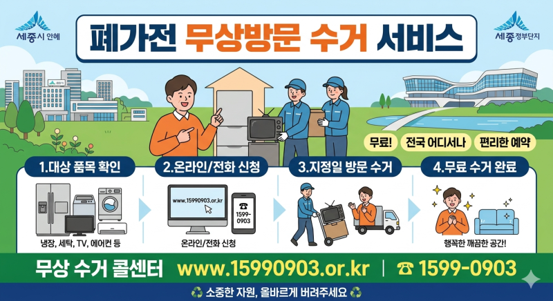 세종시 대형 폐기물 버리는 법 총정리 가구 가전 스티커 신고 방법