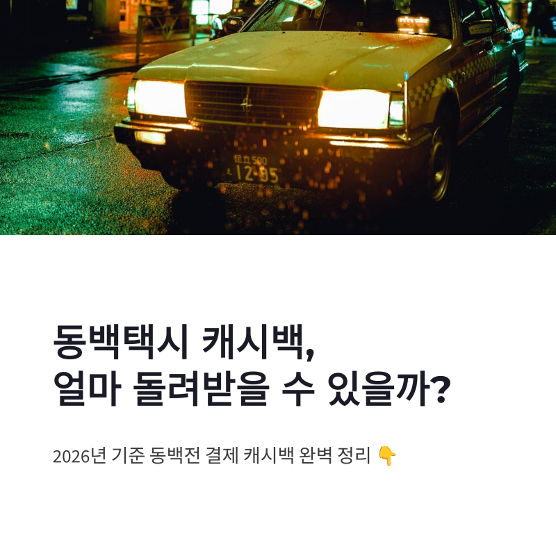 동백택시 캐시백 혜택, 부산 동백전 결제 금액별 계산 정리