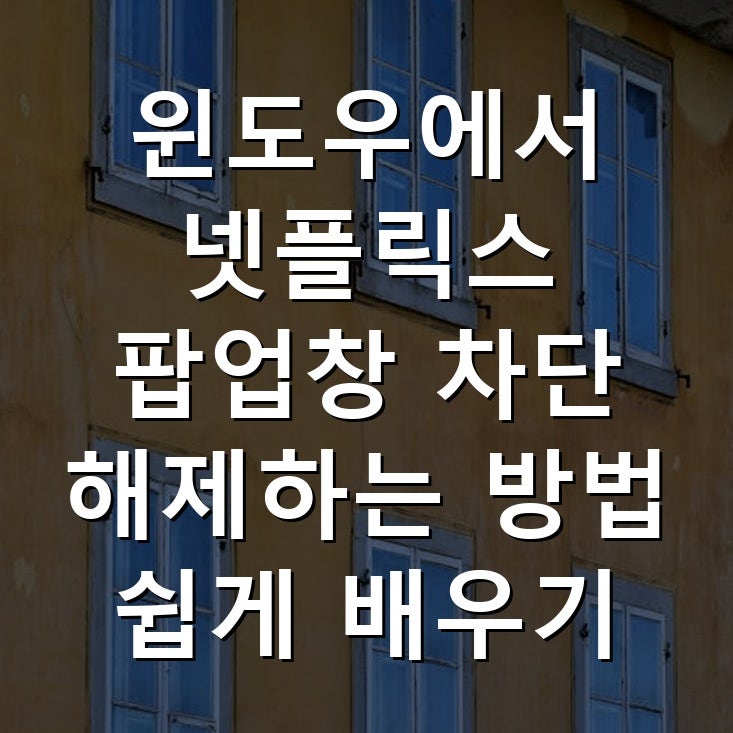 윈도우에서 넷플릭스 팝업창 차단 해제하는 방법 쉽게 배우기