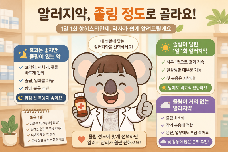 졸린 알러지약 vs 안 졸린 알러지약 - 내 몸에 맞는 선택법 정리(Ex 지르텍 알러샷 제로민 씨....